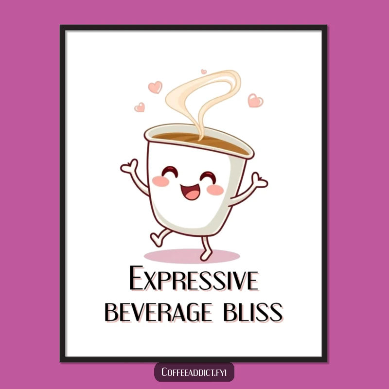 Funny Coffee Cup Jig Digital Art Print: Instant Steaming Cheer, Downloadable Funny Gift