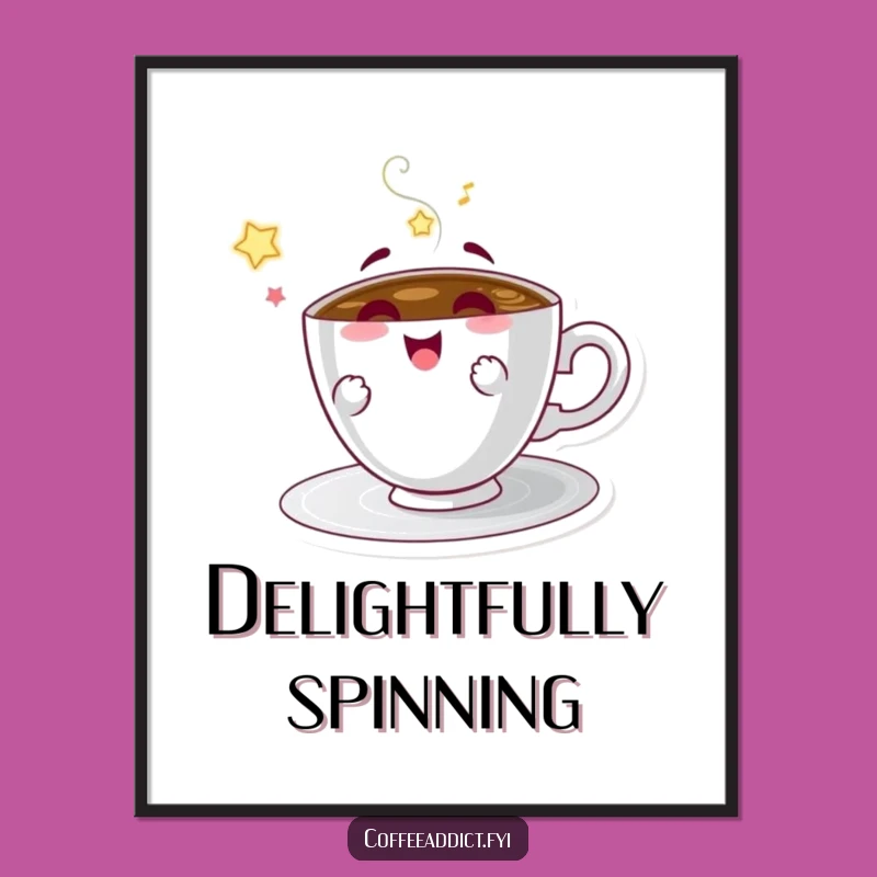 Funny Coffee Saucer Digital Art - Spinning Delight Download, Instant Joyful Decor