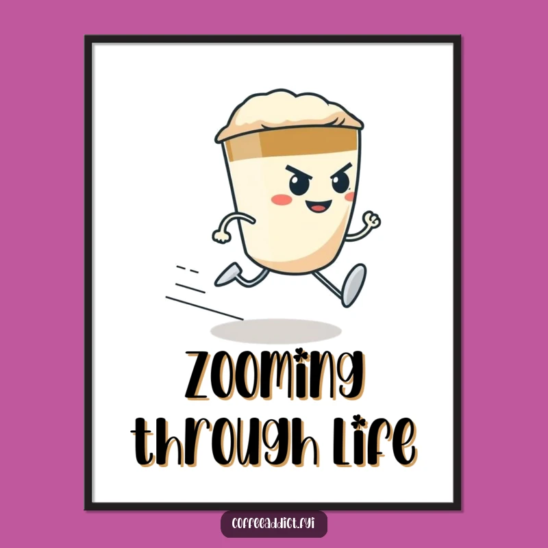 Funny Espresso Shot Digital Art: Runner Character Printable Gift