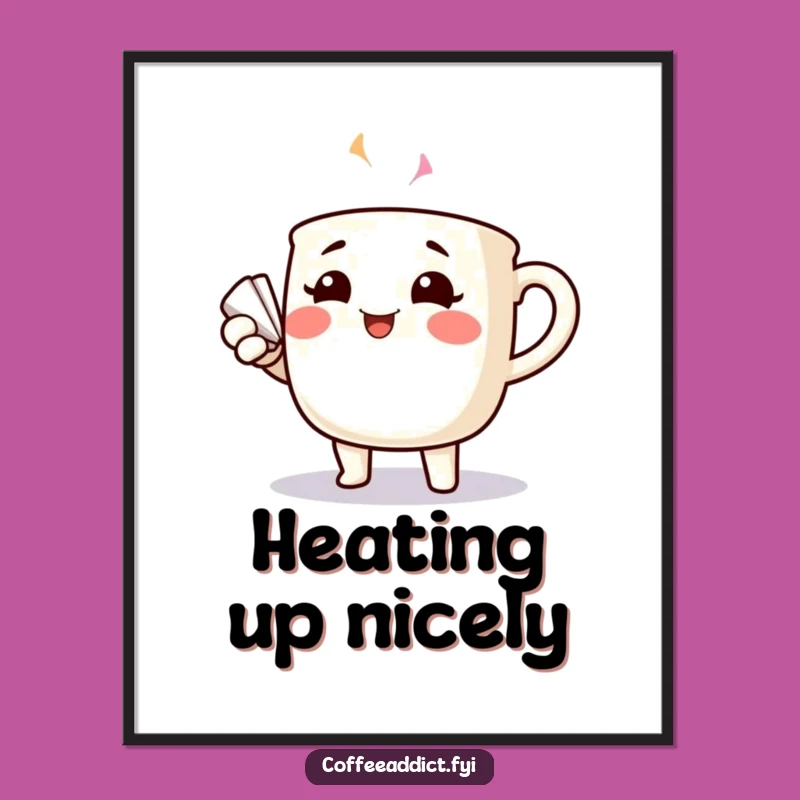 Funny Fanning Coffee Mug Digital Art: Rosy Cheeks Printable Gift