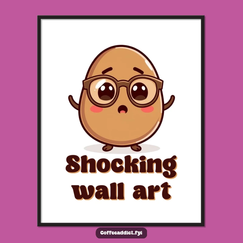 Funny Kawaii Coffee Bean Digital Art - Surprised Instant Download, Gift