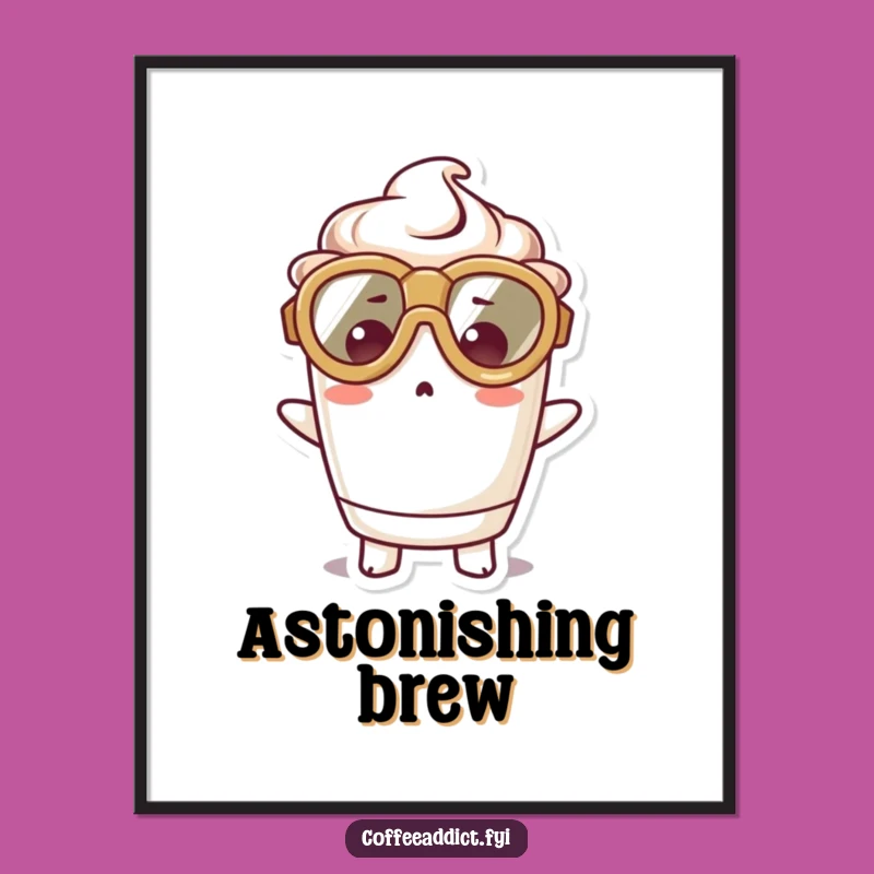 Funny Kawaii Coffee Cup Digital Art Print for Instant Surprise Decor