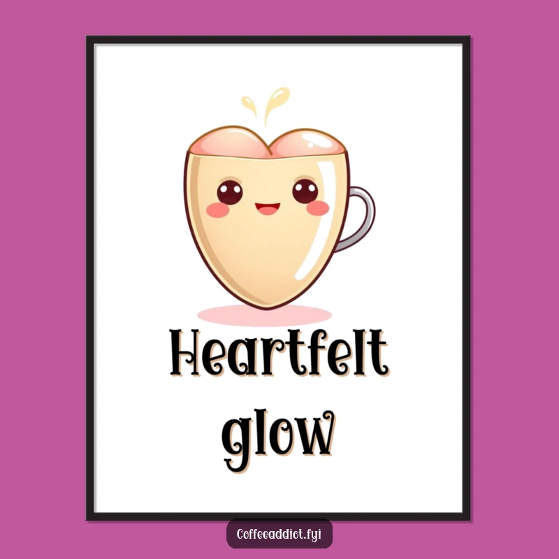 Funny Kawaii Latte Heart Digital Art - Warm Glow Download, Gift