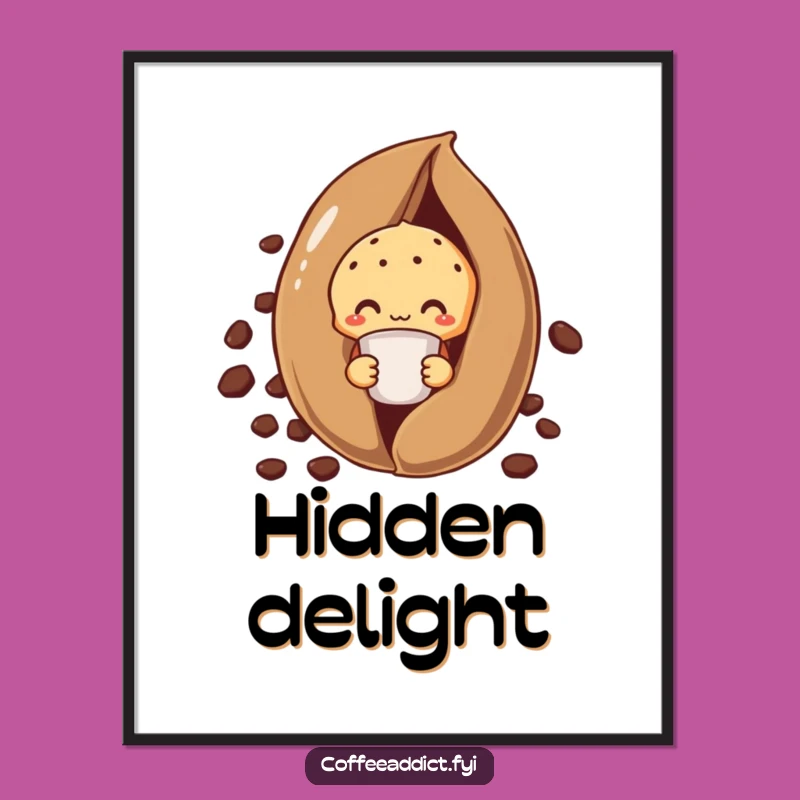 Funny Shy Muffin Digital Print: Coffee Bean Art for Instant Decor