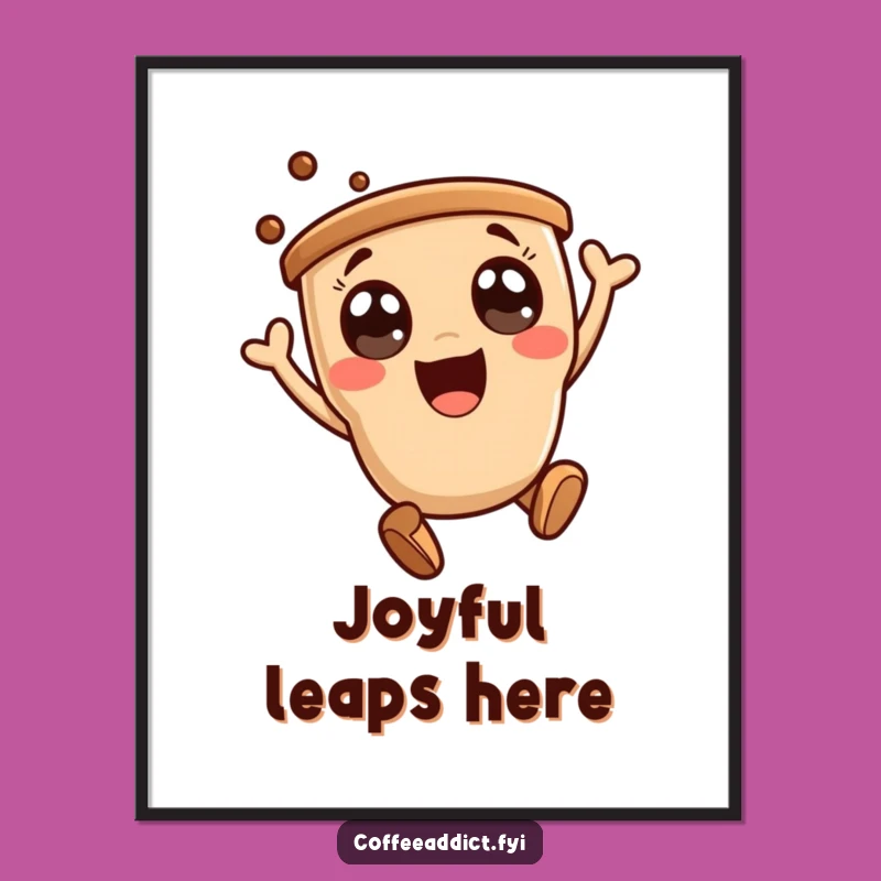 Funny Kawaii Coffee Leap Digital Print - Instant Adorable Wall Art Download