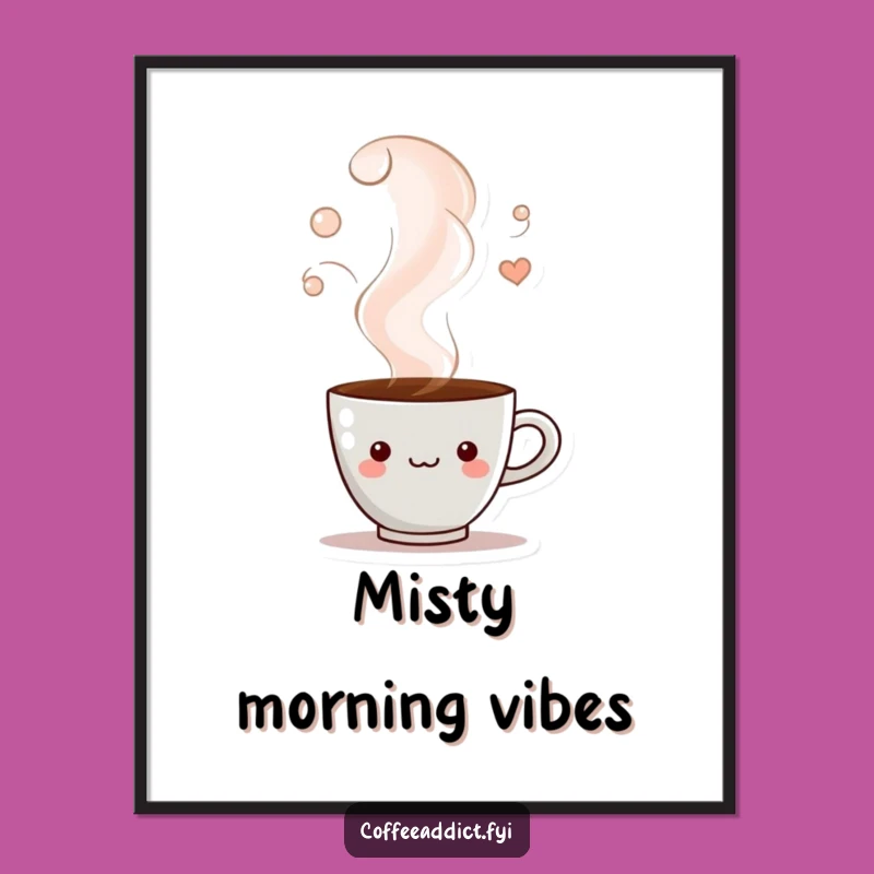 Funny Peeking Coffee Cup Digital Art Print for Mysterious Decor