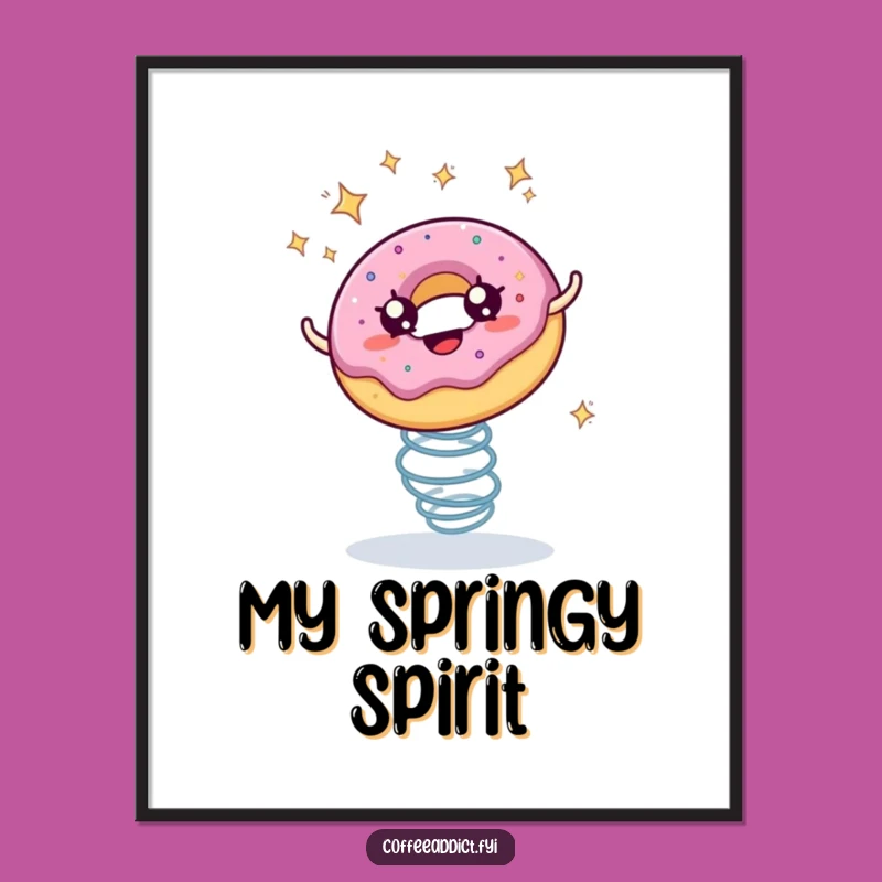 Funny Donut Digital Art: Bouncing Starry-Eyed Print for Walls