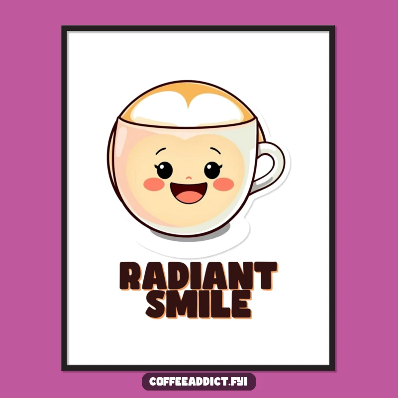 Funny Kawaii Latte Art Digital Art, Instant Cheerful Smiley Gift for Decor