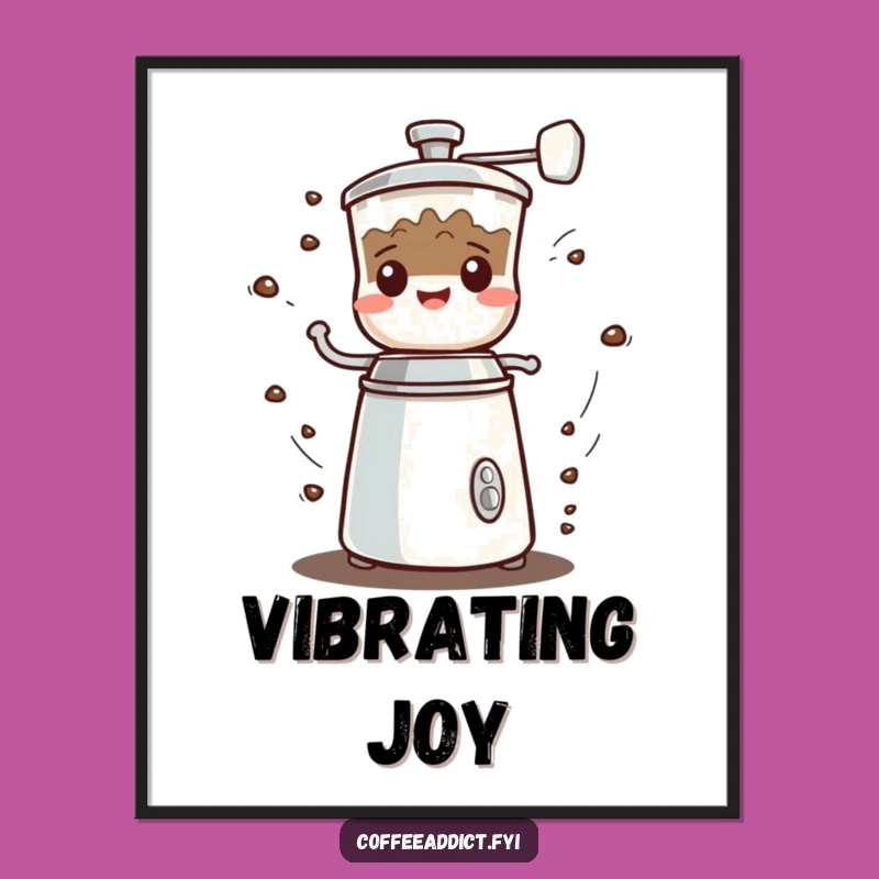 Funny Kawaii Coffee Grinder Digital Art, Instant Grumbled Gift for Whimsical Decor