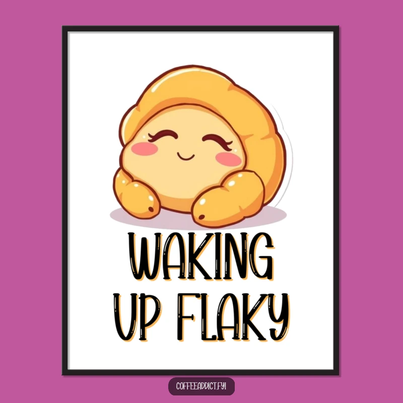 Funny Sleepy Croissant Digital Art - Instant Calm & Charming Gift!
