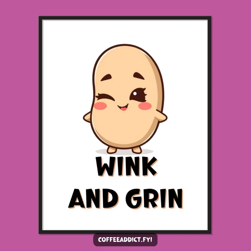 Funny Kawaii Coffee Bean Digital Art - Mischief Download, Gift