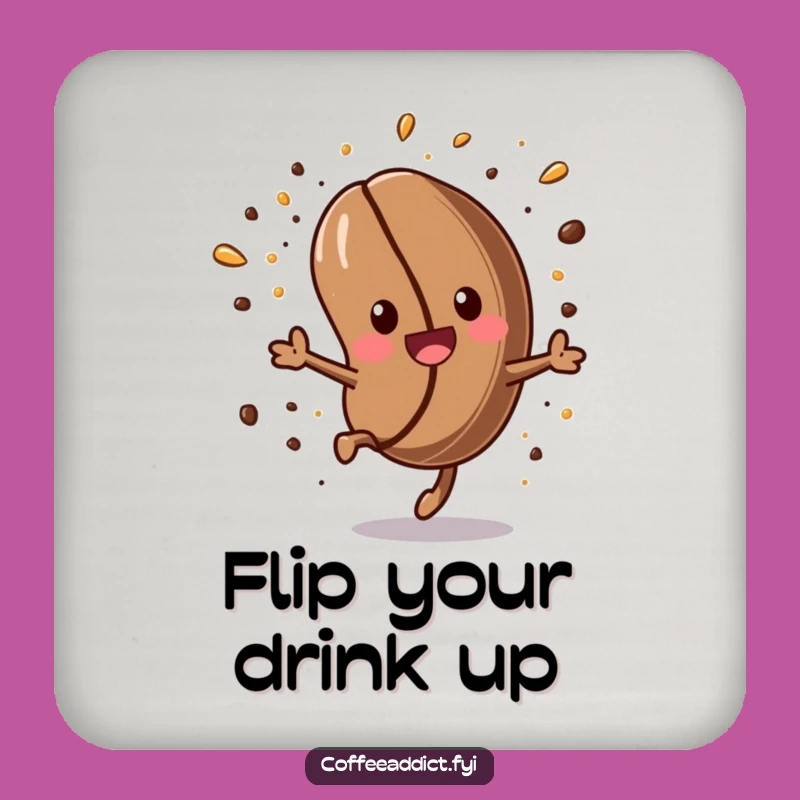 Funny Kawaii Coffee Bean Coaster: Energetic Somersault for Humorous Table Protection