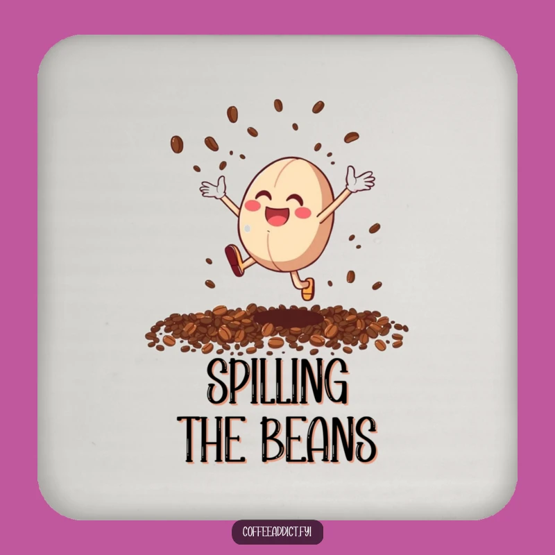 Funny Coffee Bean Leap Drink Coaster: Cartoon Barware for Protection, Funny Gifts
