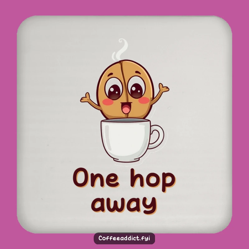 Funny Coffee Bean Leap Drink Coaster: Protect Surfaces Excited Style, Chic Funny Gift