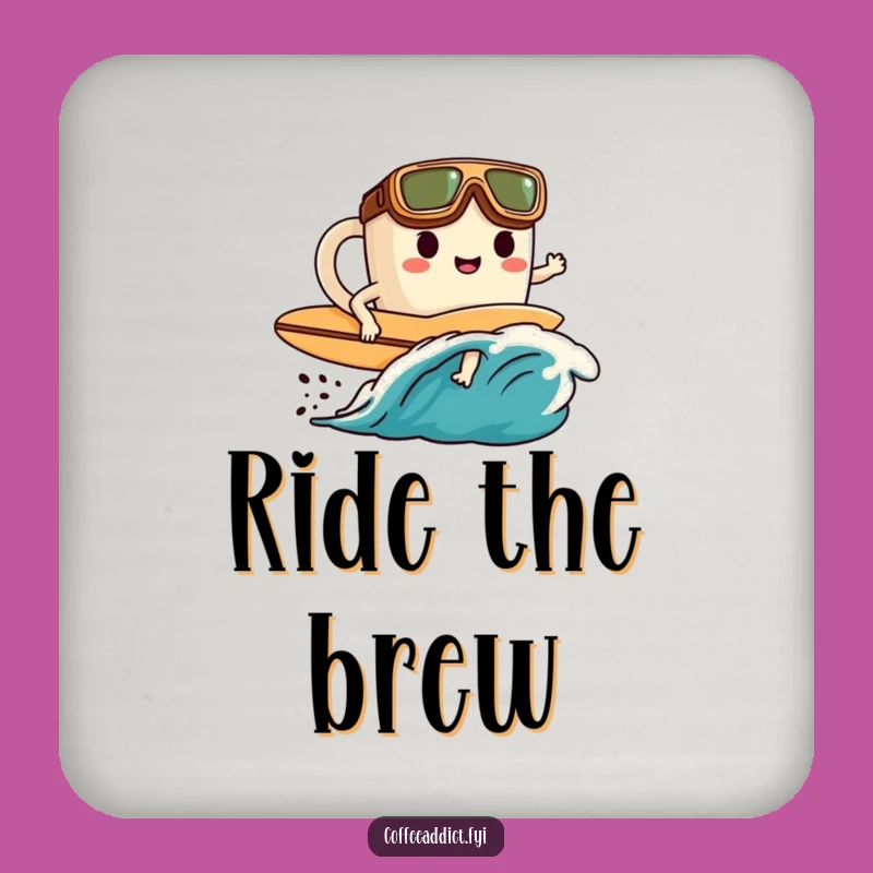 Funny Coffee Surfer Drink Coaster: Goggled Character, Protects Surfaces
