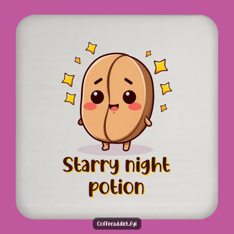 Funny Dazed Coffee Bean Drink Coaster: Starry-Eyed Protection