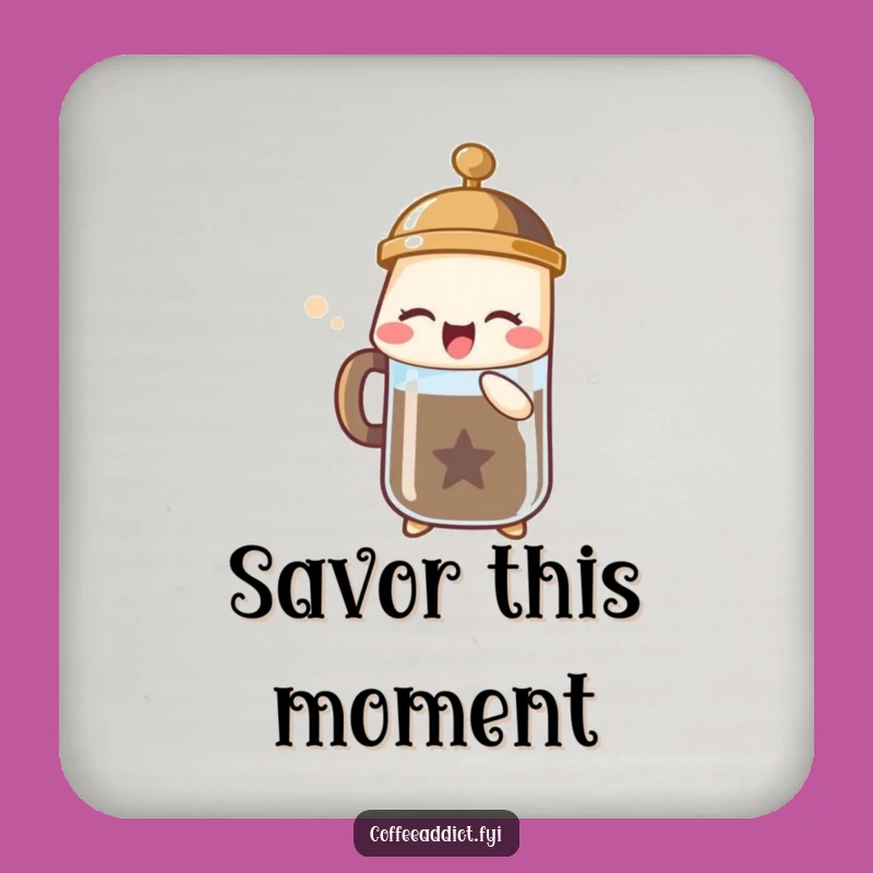 Funny French Press Coaster Set - Joyful Sigh Protection, Tabletop Humor