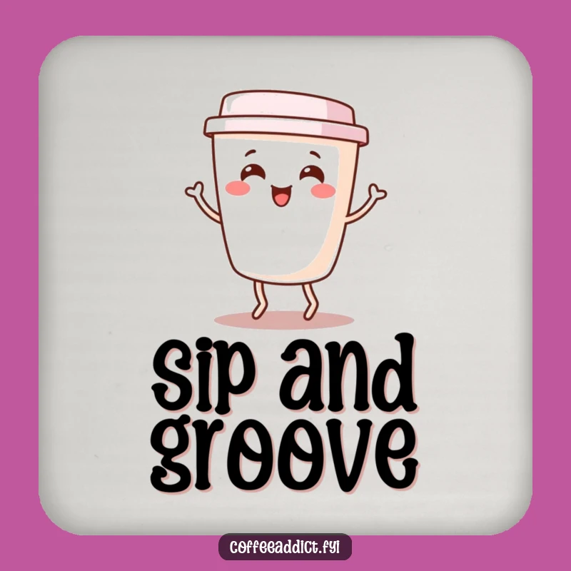 Funny Kawaii Coffee Cup Coaster - Dancing Protection, Quirky Gift
