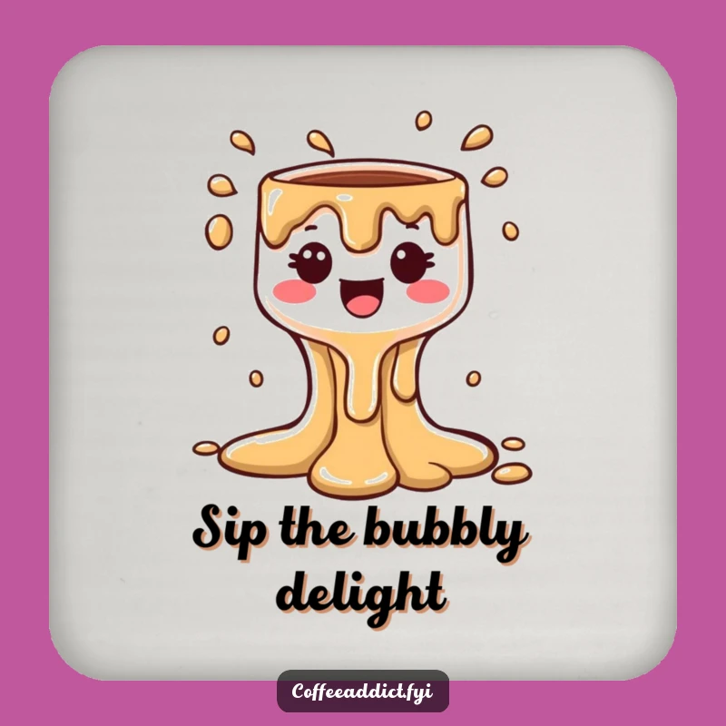 Funny Kawaii Coffee Drip Coaster Set - Bubbly Cascade Table Protector