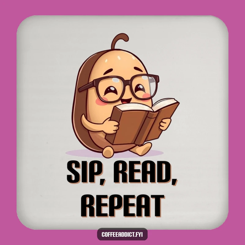 Funny Scholar Coaster: Protect Drinks with Bookish Bean - Quirky Gift!