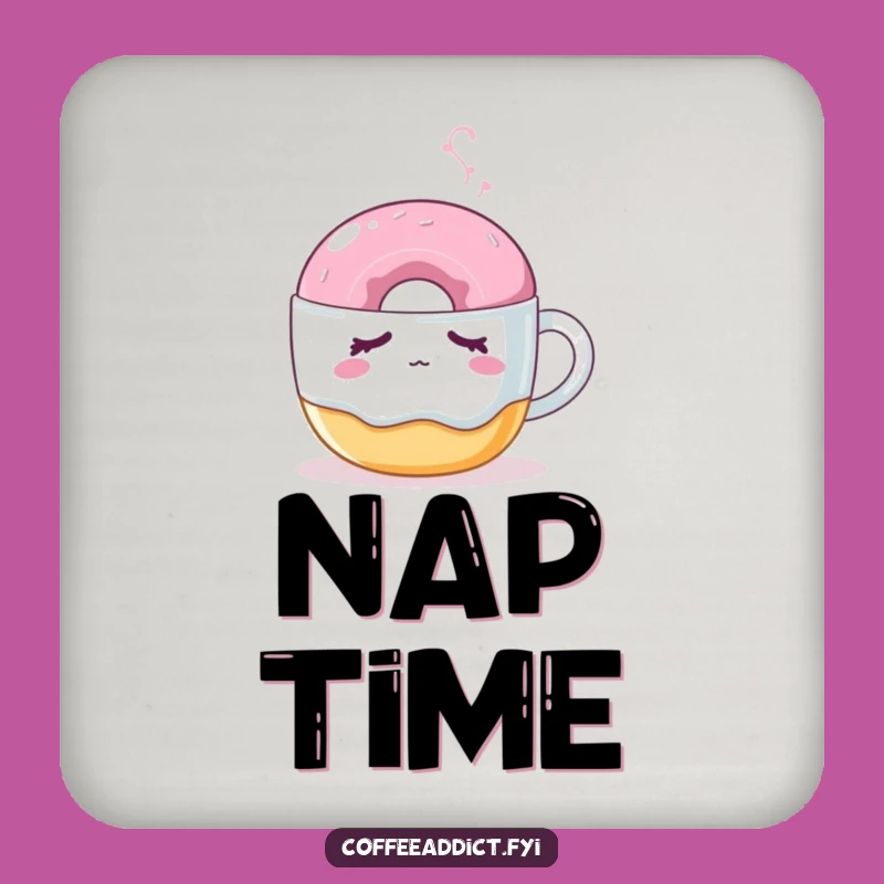 Funny Sleepy Donut Drink Coaster: Protect Surfaces with a Cute Nudged Treat Design