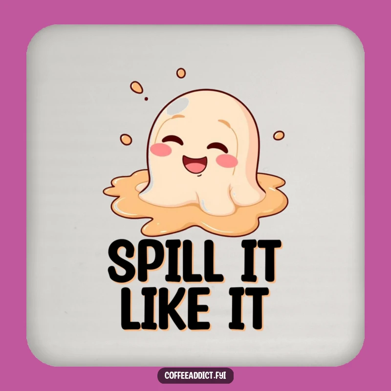 Funny Melting Coffee Puddle Coaster - Goofy Grin Protection for Surfaces