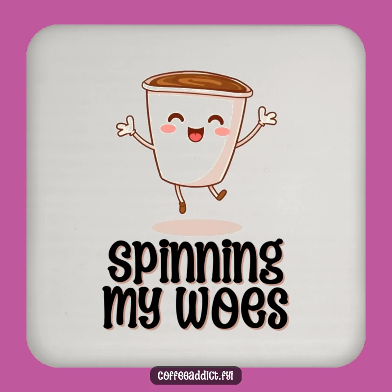 Funny Coffee Cup Dance Coaster Protects Surfaces with Humorous Style