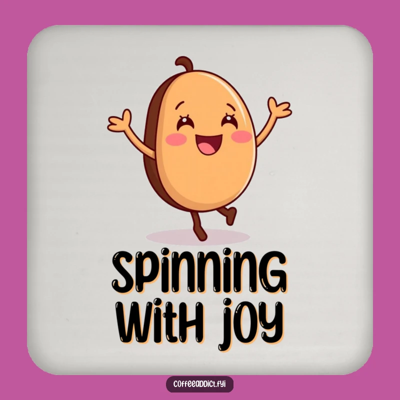 Funny Coffee Bean Cartwheel Drink Coaster: Protect Surfaces Bean's Spin, Chic Funny Gift