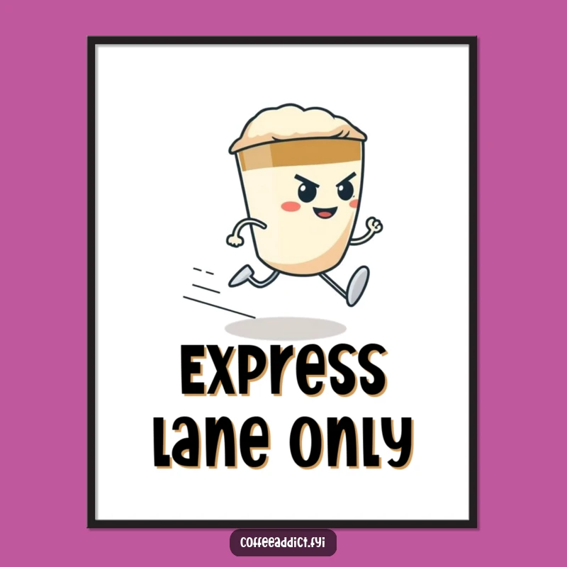 Funny Espresso Shot Poster: Determined Runner Wall Art Gift