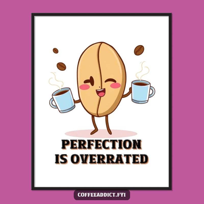 Funny Coffee Bean Juggling Poster - Hilarious Wall Art for Coffee-Themed Decor