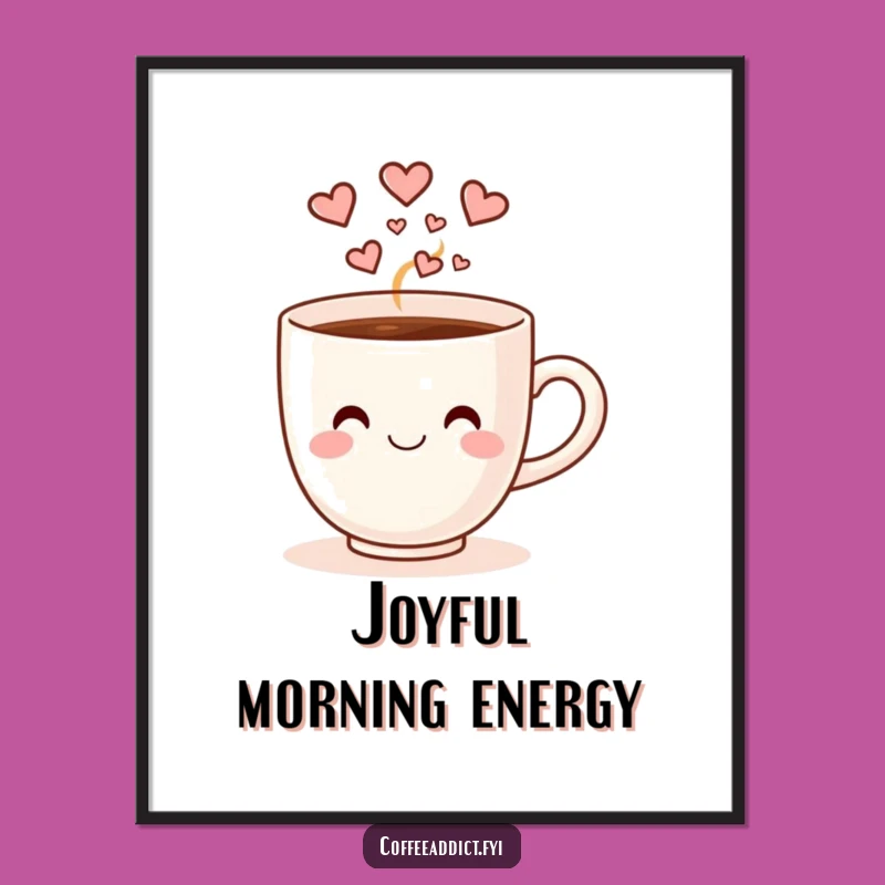 Funny Dancing Coffee Cup Poster: Heart Steam Wall Art Gift