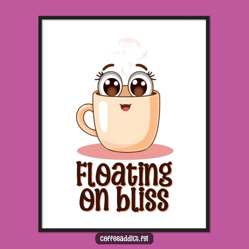 Funny Floating Coffee Mug Poster: Art for a Joyful, Uplifting Space