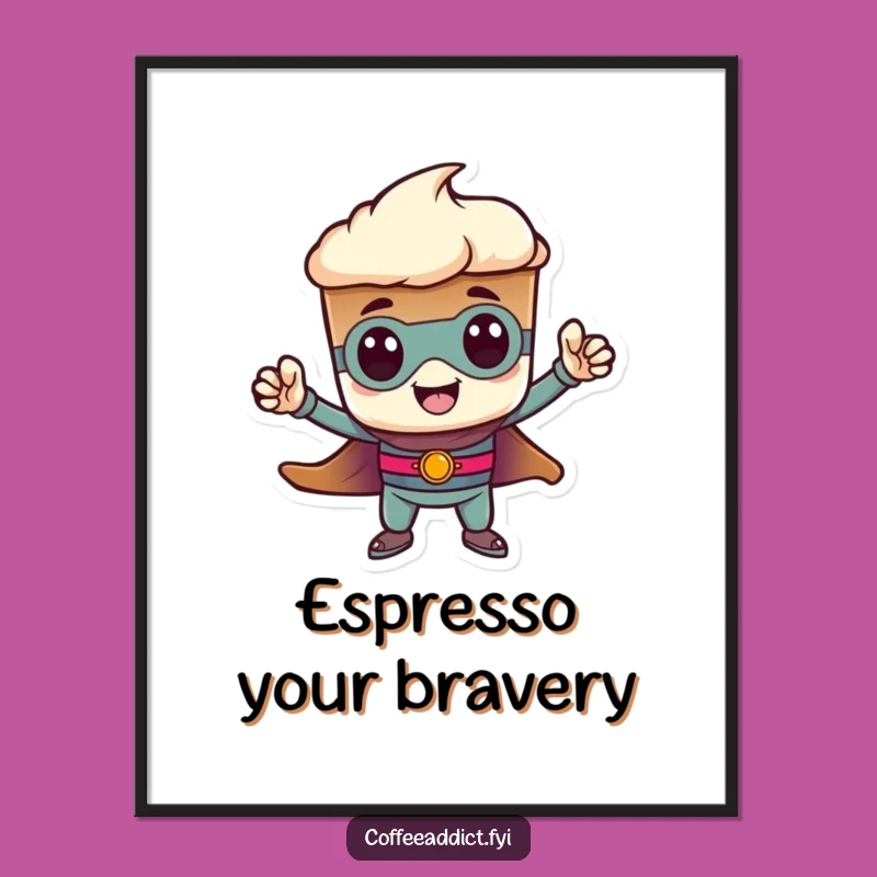 Funny Heroic Espresso Poster: Tiny Hero, Big Impact Art, a Striking Funny Gift