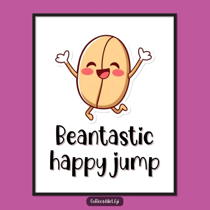 Funny Kawaii Coffee Bean Poster: Add Energetic Art to Your Walls