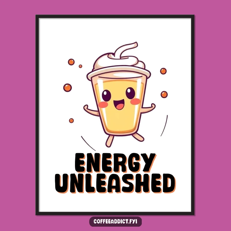 Funny Kawaii Espresso Shot Poster - Zippy Art for Coffee Lovers, Decor Gift