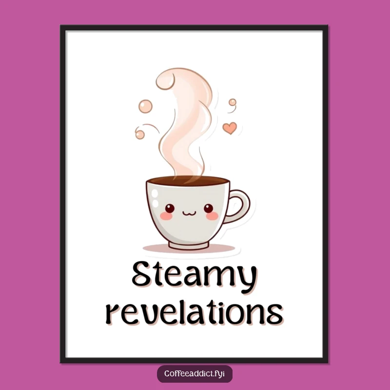 Funny Peeking Coffee Cup Poster for Mysterious Wall Art Decor