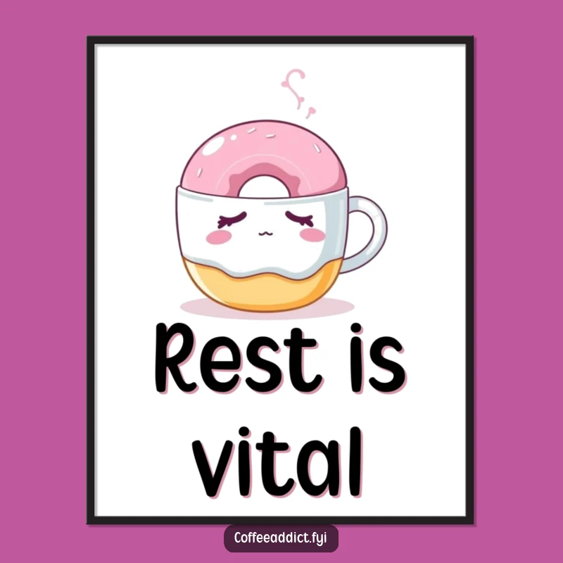 Funny Sleepy Donut Poster: Adorable Nudged Treat Art for a Cozy and Humorous Space