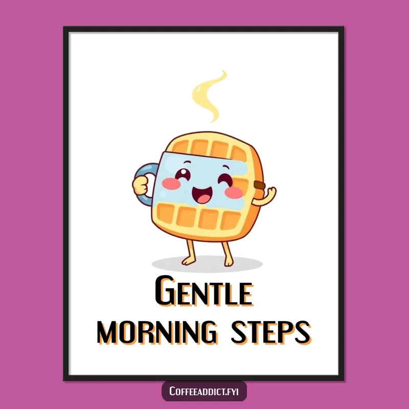 Funny Waffle Poster: Tiptoeing Breakfast Art for Your Walls