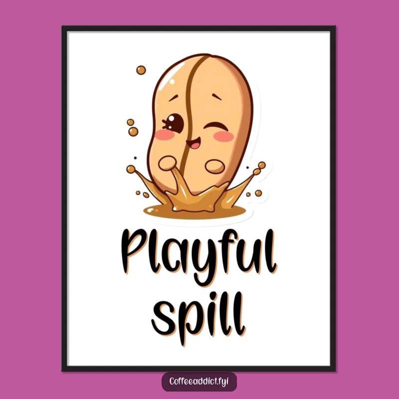 Funny Winking Coffee Bean Splash Poster, Playful Wall Art for Cheeky Spaces