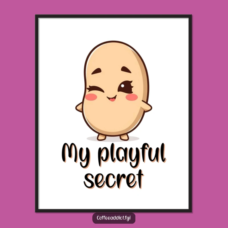 Funny Kawaii Coffee Bean Poster - Mischief Art, Quirky Gift