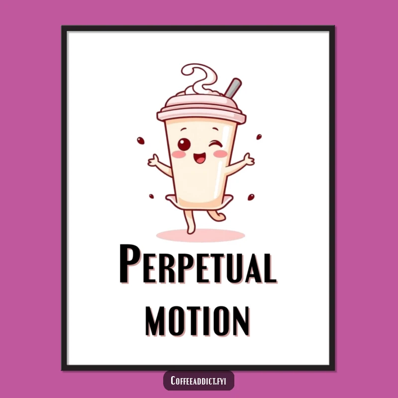 Funny Kawaii Coffee Stirrer Dancer Poster, Whimsical Enthusiastic Gift for Wall Art Lovers