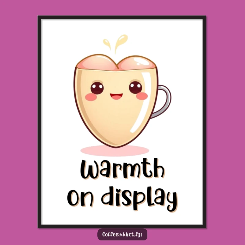 Funny Kawaii Latte Heart Poster - Warm Glow Art, Quirky Gift