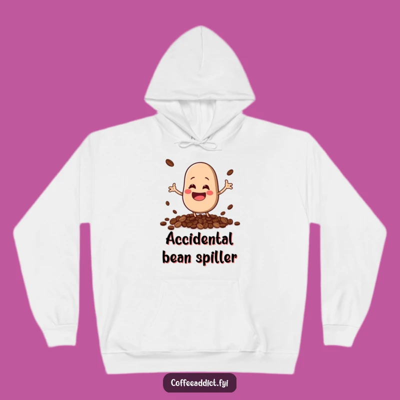 Cozy Funny Kawaii Coffee Bean Hoodie, Warm Spilling Beans Character Gift