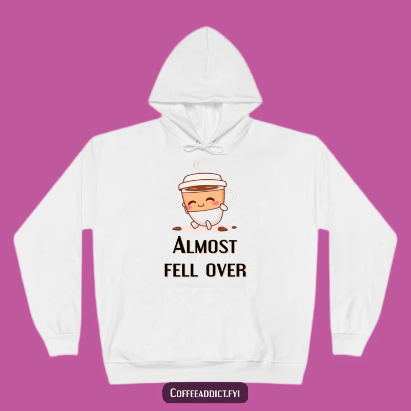 Funny Tripping Coffee Cup Hoodie, Cozy and Inspiring Wear for the Resilient Coffee Lover