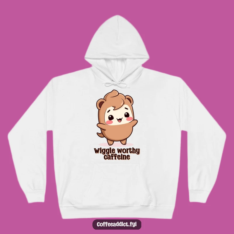 Funny Kawaii Mocha Hoodie: Cozy Giggling Character Wiggle Sweatshirt