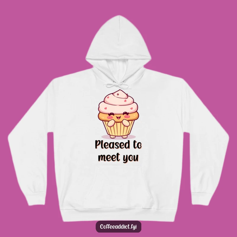 Funny Kawaii Muffin Hoodie: Cozy Bowing Character Sweatshirt for Warmth