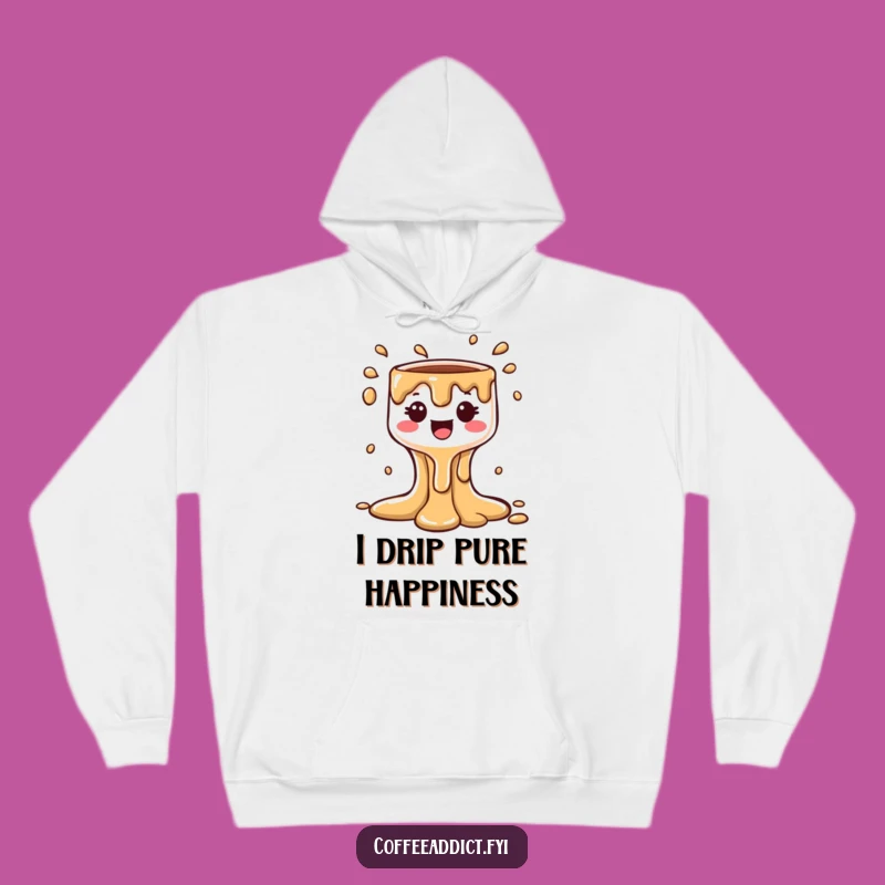 Cozy Funny Kawaii Coffee Drip Hoodie - Bubbly Cascade Warmth Gift