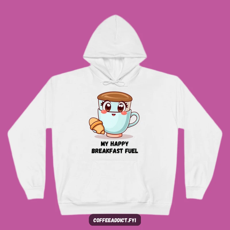 Cozy Funny Kawaii Coffee Cup Hoodie: Happy Croissant Holder for Warm Comfort