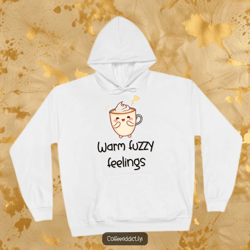 Funny hoodie featuring a Kawaii latte art character creating a heart shape with a cheerful flourish, perfect for coffee lovers.