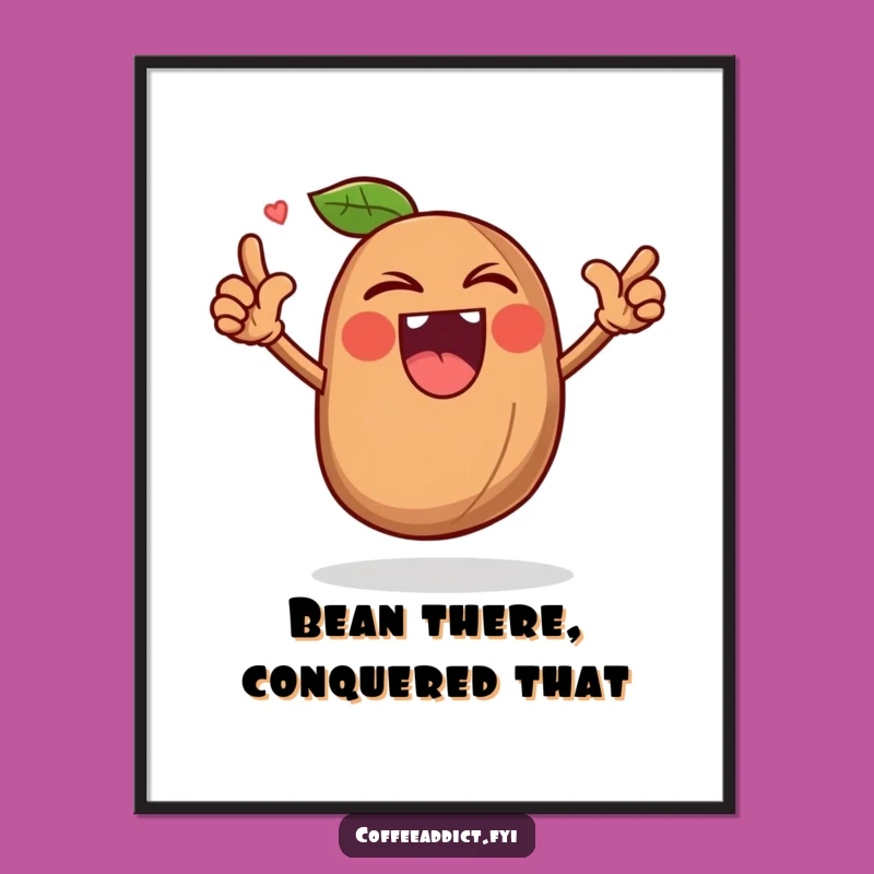 Funny Free Printable Wall Art: Roaring Coffee Bean Triumph, Bold Coffee Decor